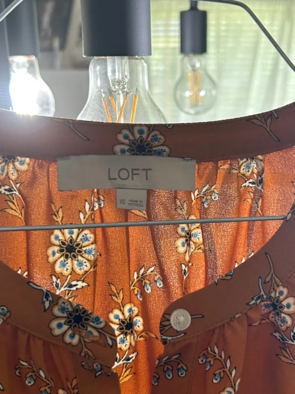 LOFT Rust Floral Tie-Waist Mini Dress - Picture 2 of 4